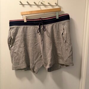 Men's Hilfiger Gray Athletic Shorts with Navy Waistband